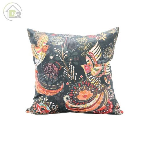 Printed velvet cushion