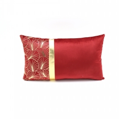 Gold printed velvet patched solid velvet cushion