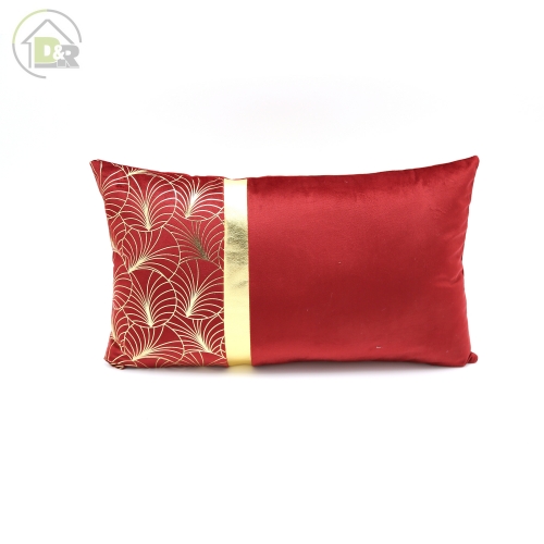 Gold printed velvet patched solid velvet cushion