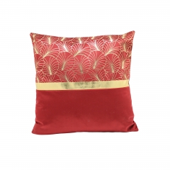 Gold printed velvet patched solid velvet cushion