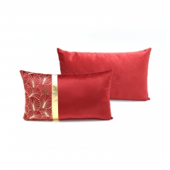 Gold printed velvet patched solid velvet cushion