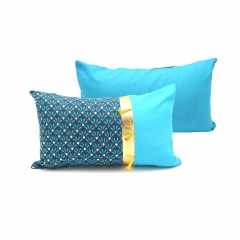 Gold printed cotton patched with cotton cushion
