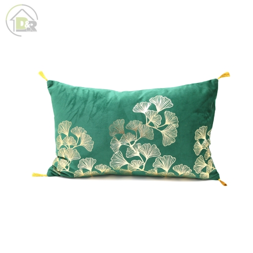 Gold printed velvet cushion