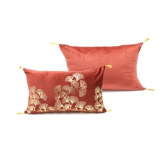 Gold printed velvet cushion