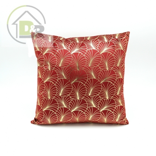 Gold printed velvet cushion