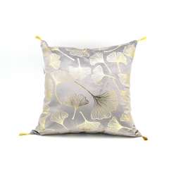 Gold printed velvet cushion