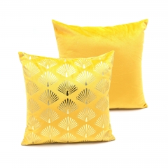 Gold print on velvet cushion