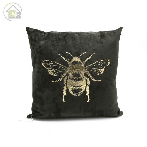 GOLD PRINT BEE ON VELVET CUSHION