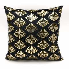 Gold print on velvet cushion