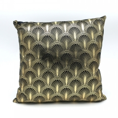 Gold print on velvet cushion