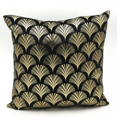 Gold print on velvet cushion