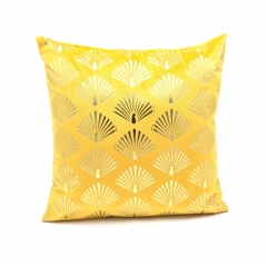 Gold print on velvet cushion