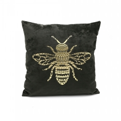 GOLD PRINT BEE ON VELVET CUSHION