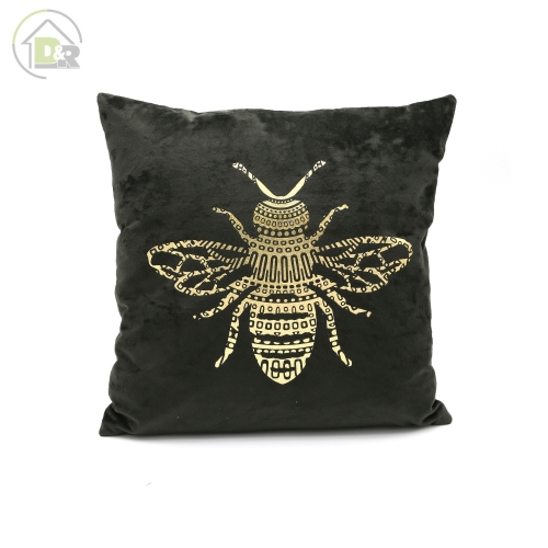 GOLD PRINT BEE ON VELVET CUSHION