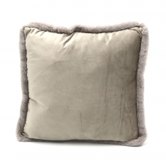 Soild velvet with fur piping cushion