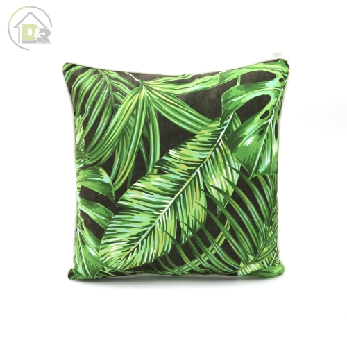 Velvet printing leaf cushion