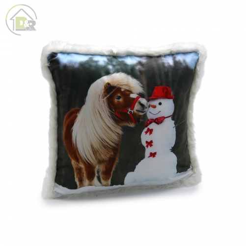 Printed Velvet Xmas Cushion