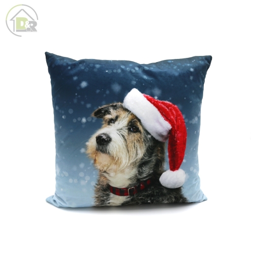 Printed Velvet Xmas Cushion