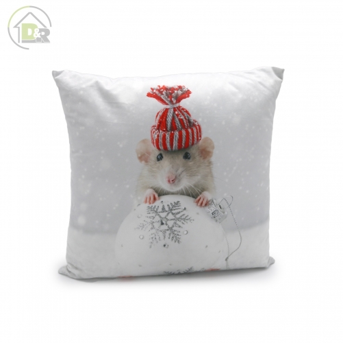 Printed Velvet Xmas Cushion