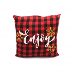 Red Grid Letter Embroidery Cushion