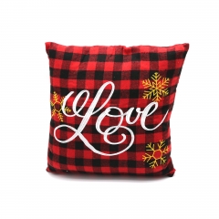 Red Grid Letter Embroidery Cushion