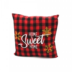 Red Grid Letter Embroidery Cushion