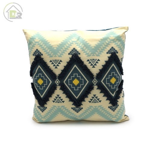 Poly-cotton Clan Style Tufted, Cushion