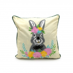 Poly-cotton Embroidered Rabbit Cushion