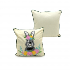 Poly-cotton Embroidered Rabbit Cushion