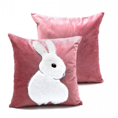 230gsm Velvet Patch Embroidered Rabbit Cushion