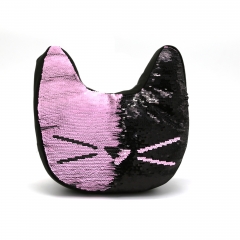 Sequin Embroidered Cat Cushion