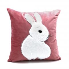 230gsm Velvet Patch Embroidered Rabbit Cushion