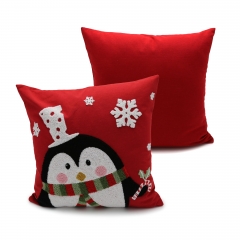 180GSM Poly-Cotton Pengui Embroideried Cushion