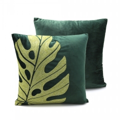 200gsm Velvet Embroidered Leaf Cushion