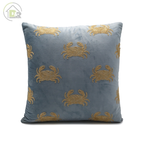 200gsm Velvet Embroidered Crab Cushion