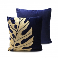 200gsm Velvet Embroidered Leaf Cushion