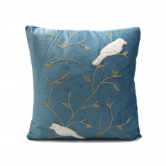 200gsm Velvet Embroidered Birds Cushion