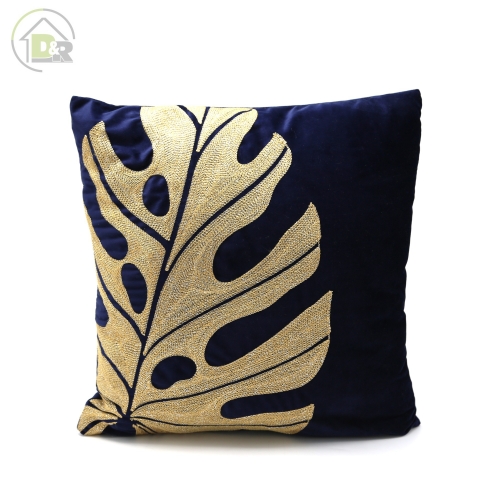 200gsm Velvet Embroidered Leaf Cushion