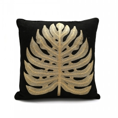 200gsm Velvet Embroidered Leaf Cushion