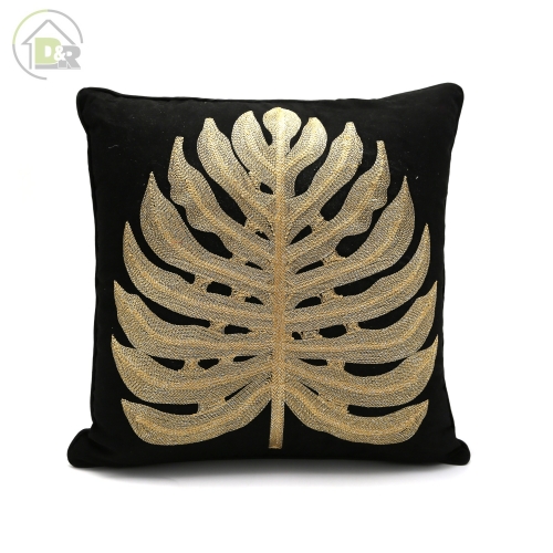 200gsm Velvet Embroidered Leaf Cushion