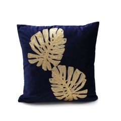 200gsm Velvet Embroidered Leaf Cushion