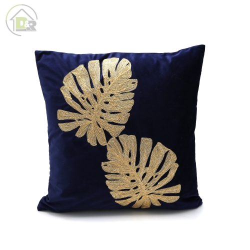 200gsm Velvet Embroidered Leaf Cushion