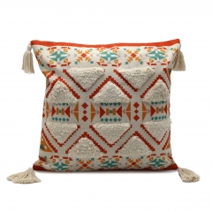 Poly-linen Print And Tufted Cushion