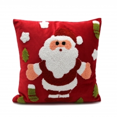 Velvet Embroidered Santa Claus Cushion