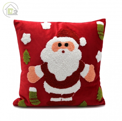 Velvet Embroidered Santa Claus Cushion