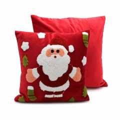 Velvet Embroidered Santa Claus Cushion