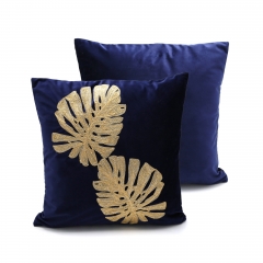 200gsm Velvet Embroidered Leaf Cushion