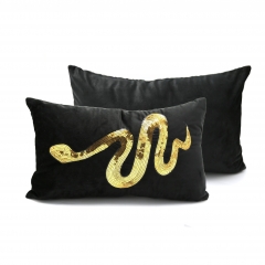 Velvet Embroidered Snake Sequin Cushion