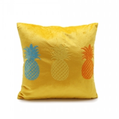 Velvet Embroidered Pineapple Cushion