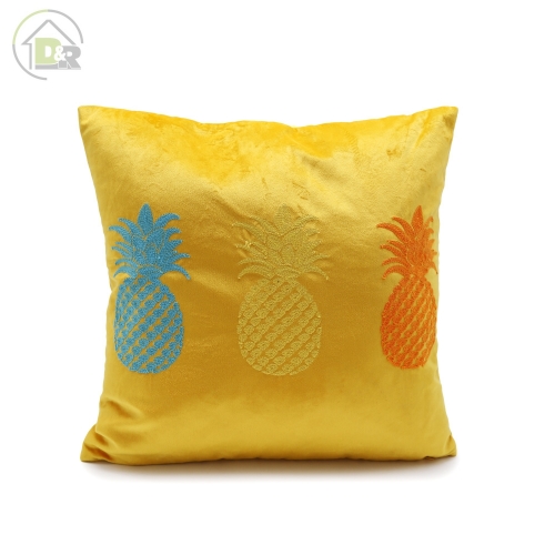 Velvet Embroidered Pineapple Cushion